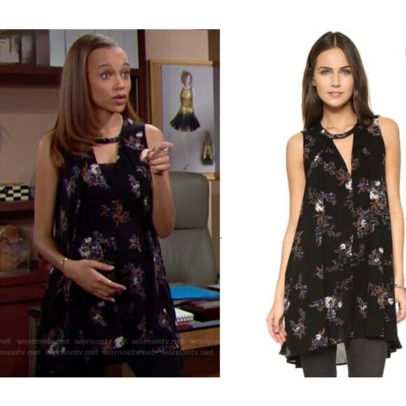 Free People Snap Out of It Floral Swing Tunic Dress L Boho TV Worn Reign Edwards - Picture 7 of 9